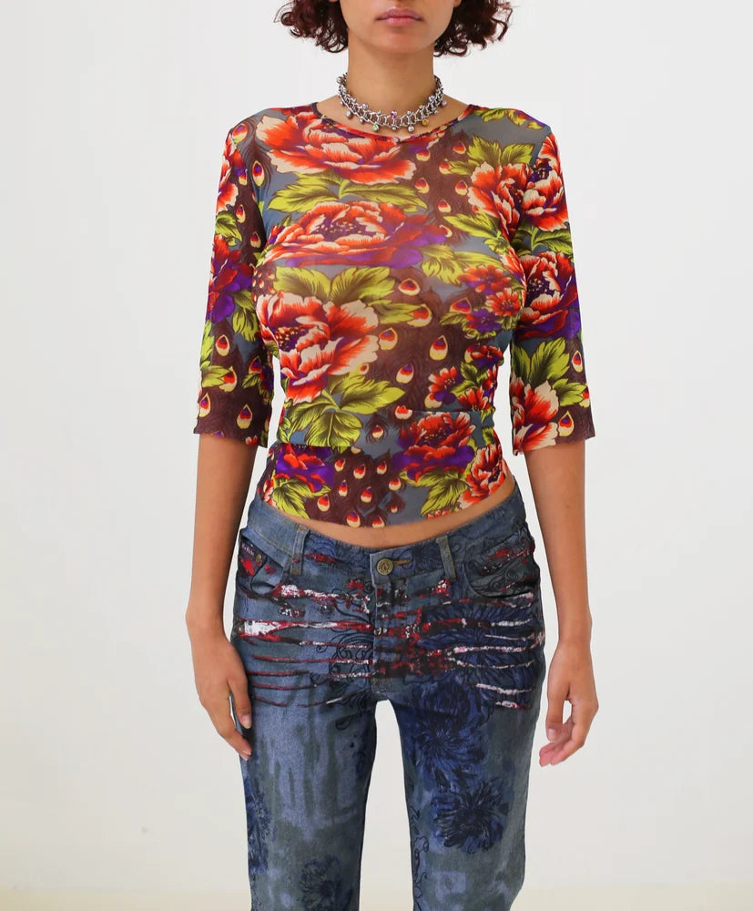 KENZO FLORAL MESH TOP