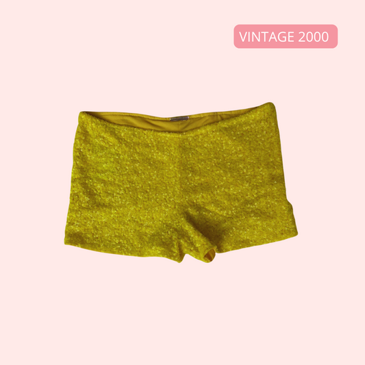 VINTAGE MINI SEQUINS YELLOW SHORT